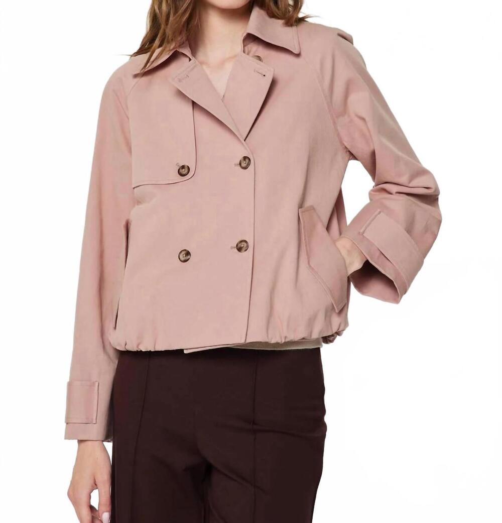 NEW CURRENT AIR cotton short trench jacket in dusty pink